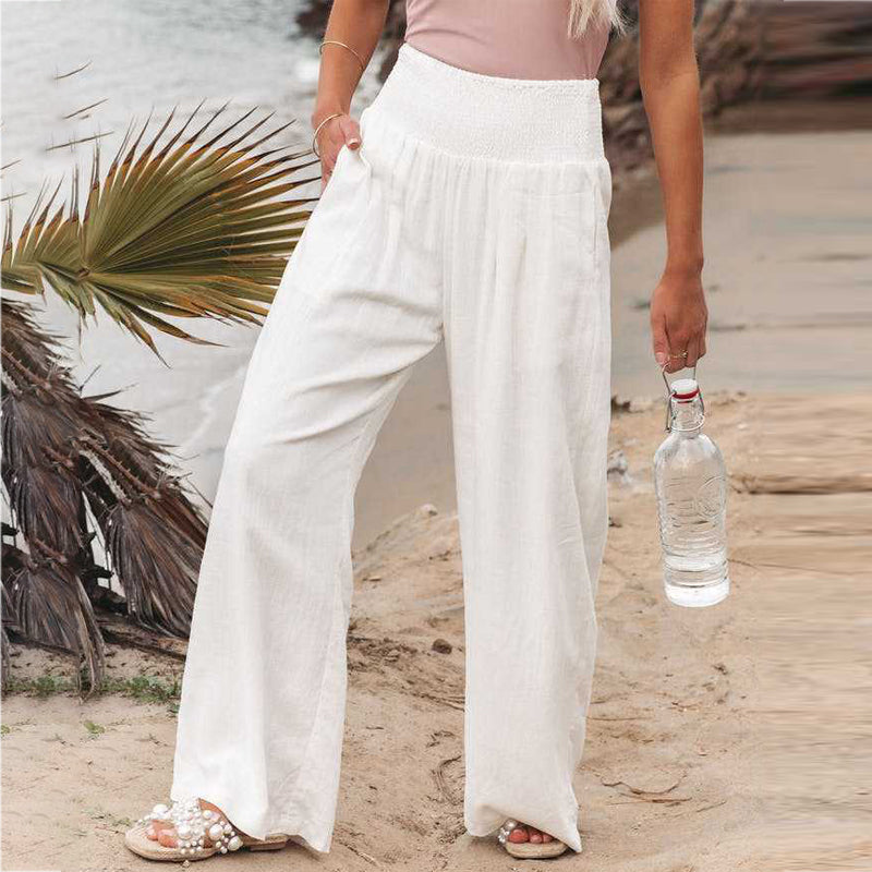 Women's Linen Wide Leg Trousers | Belluvyn