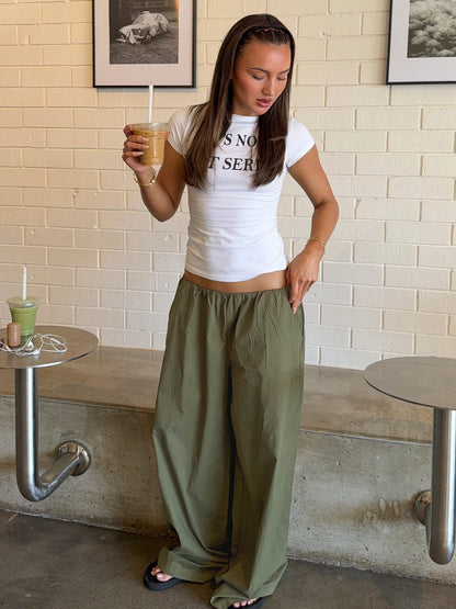 Women's Petite Khaki Concealed Waistband Pants | Belluvyn