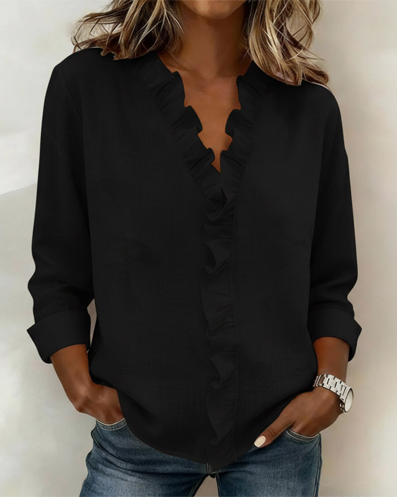 Women’s V-Neck Long Sleeve Blouse | Belluvyn