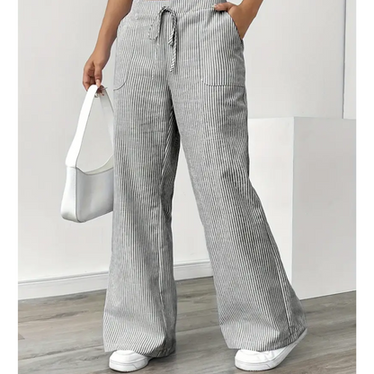 Women's Striped Pants With Pockets | Belluvyn