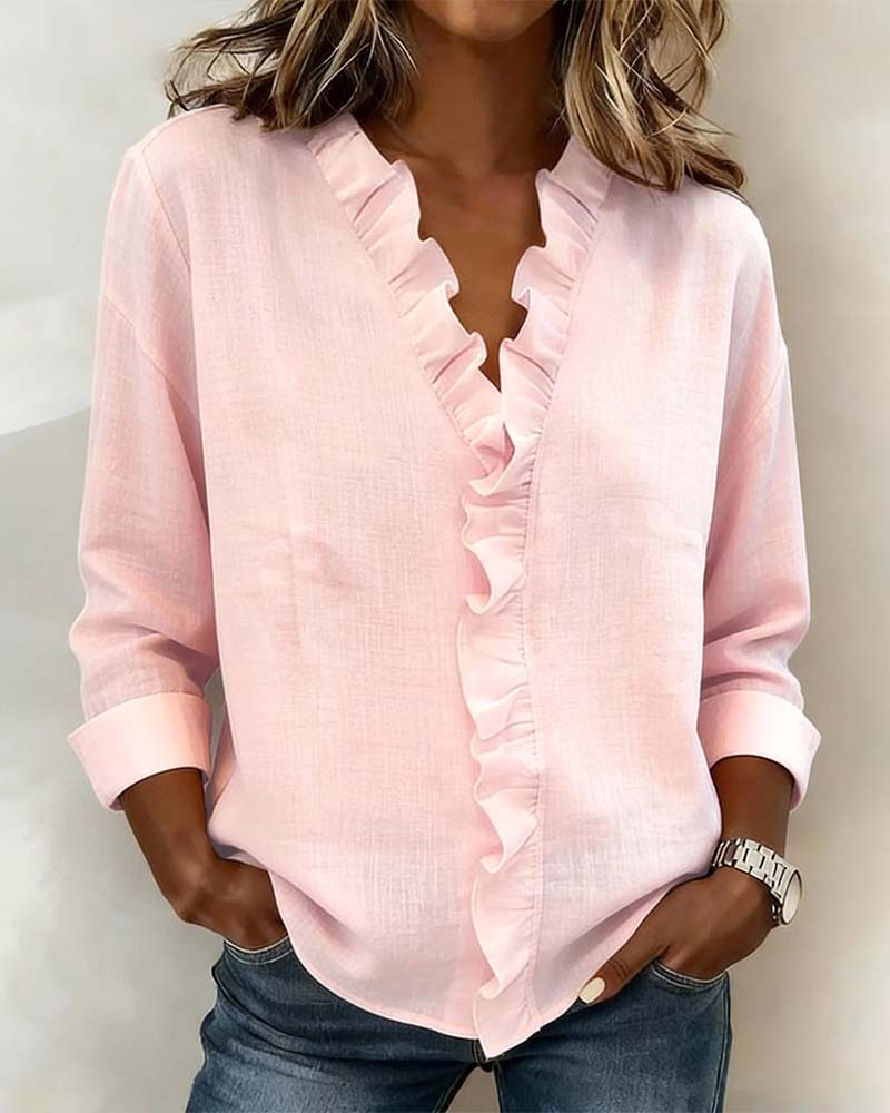 Women’s V-Neck Long Sleeve Blouse | Belluvyn