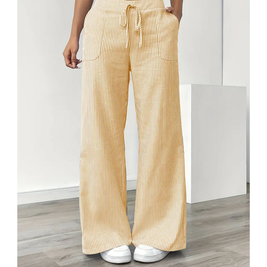 Women's Striped Pants With Pockets | Belluvyn