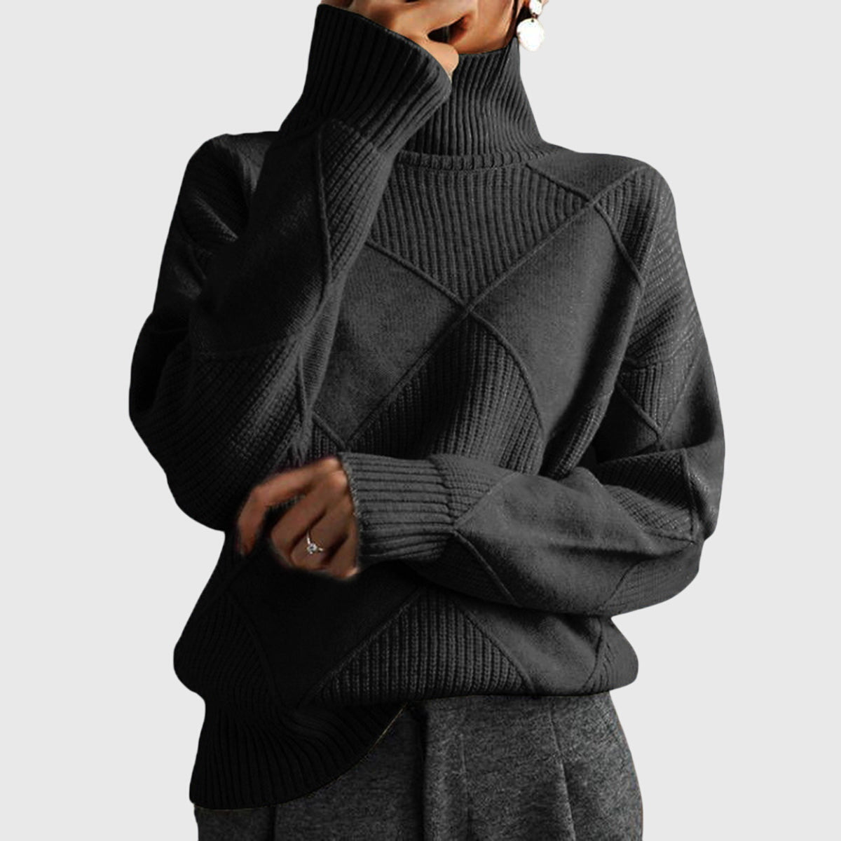 Women's Turtleneck Knit Sweater | Belluvyn
