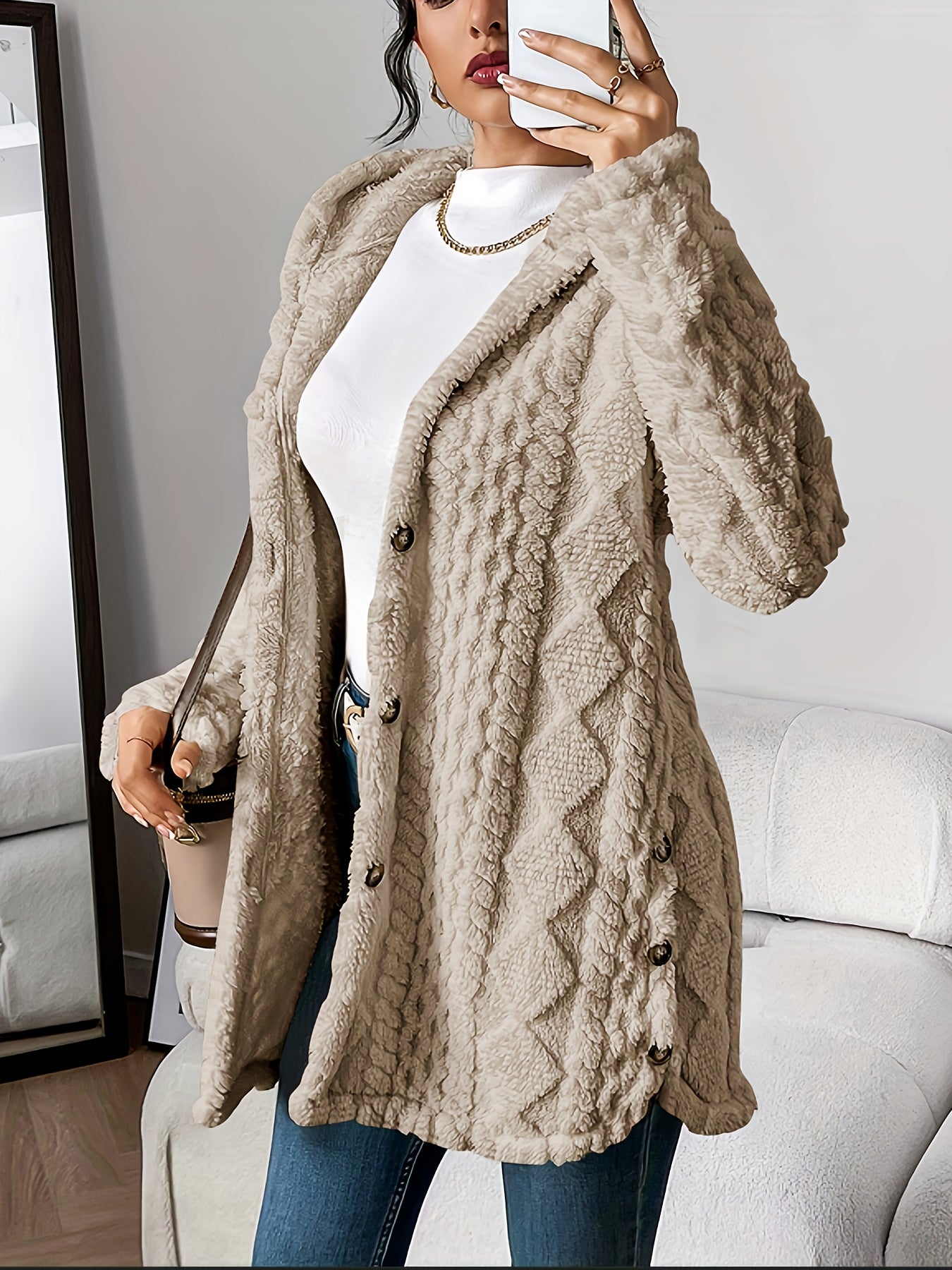 Women's Plush Hooded Cardigan | Belluvyn