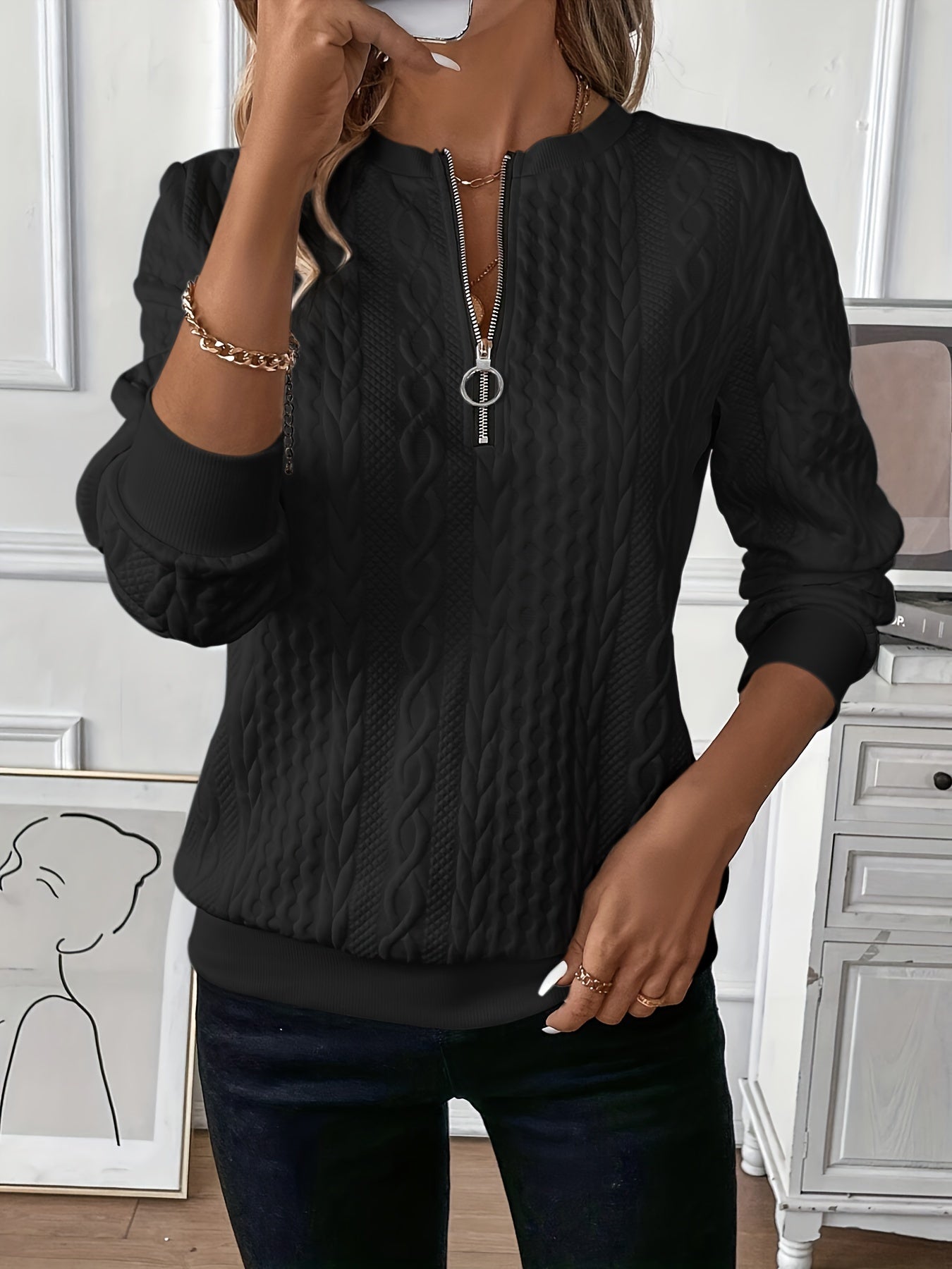 Women's Zip-Up Knit Sweater | Belluvyn