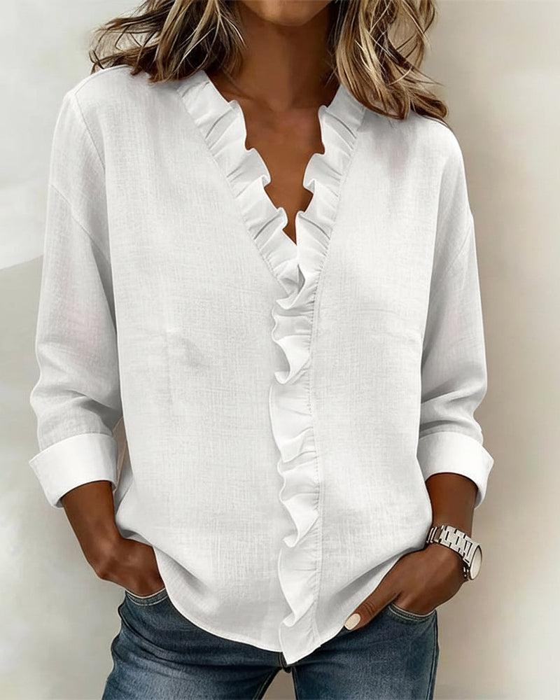 Women’s V-Neck Long Sleeve Blouse | Belluvyn