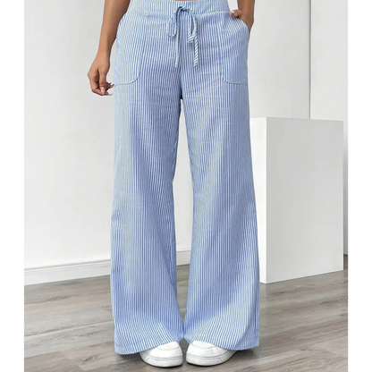 Women's Striped Pants With Pockets | Belluvyn