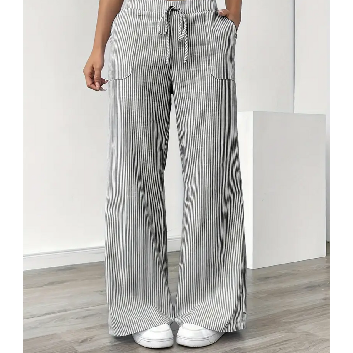 Women's Striped Pants With Pockets | Belluvyn