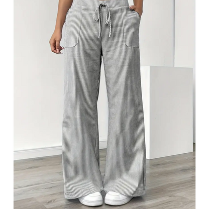 Women's Striped Pants With Pockets | Belluvyn