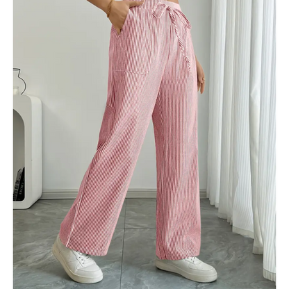 Women's Striped Pants With Pockets | Belluvyn