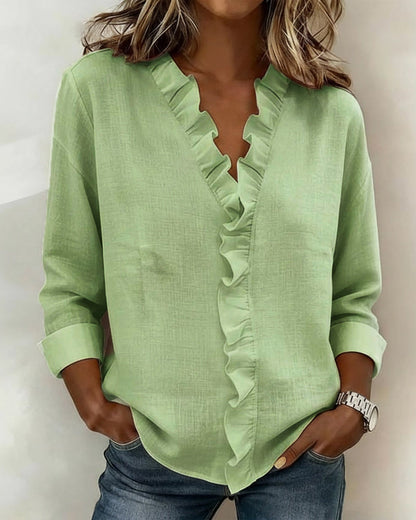 Women’s V-Neck Long Sleeve Blouse | Belluvyn