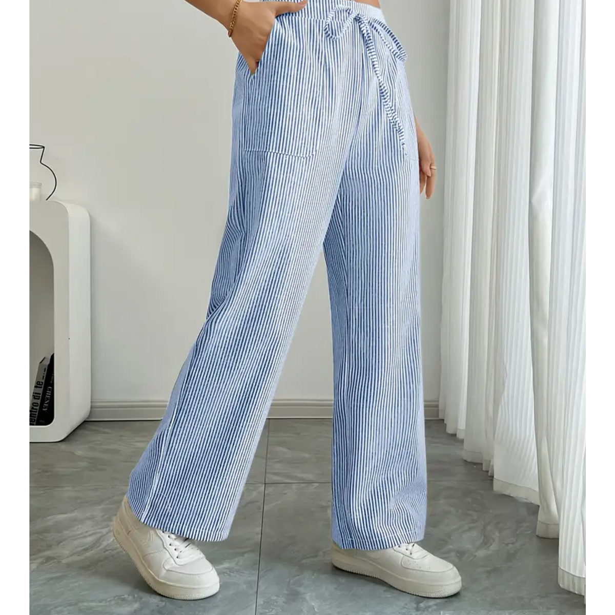 Women's Striped Pants With Pockets | Belluvyn