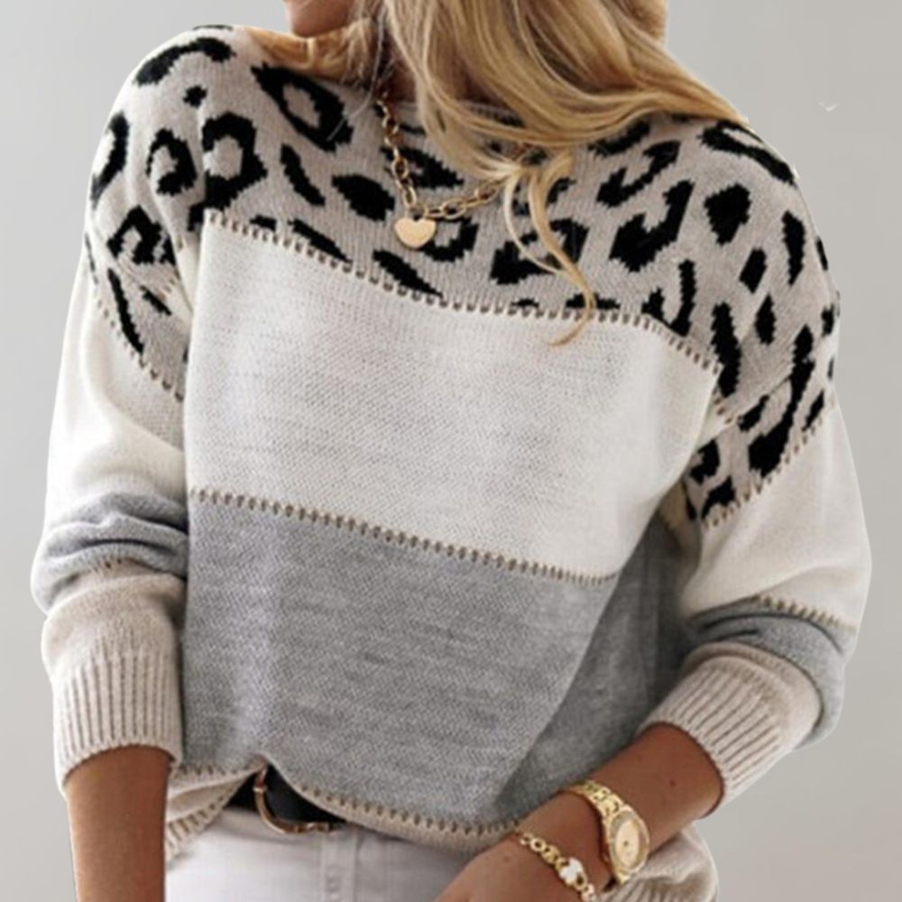 Women's Leopard Print Knit Sweater | Belluvyn