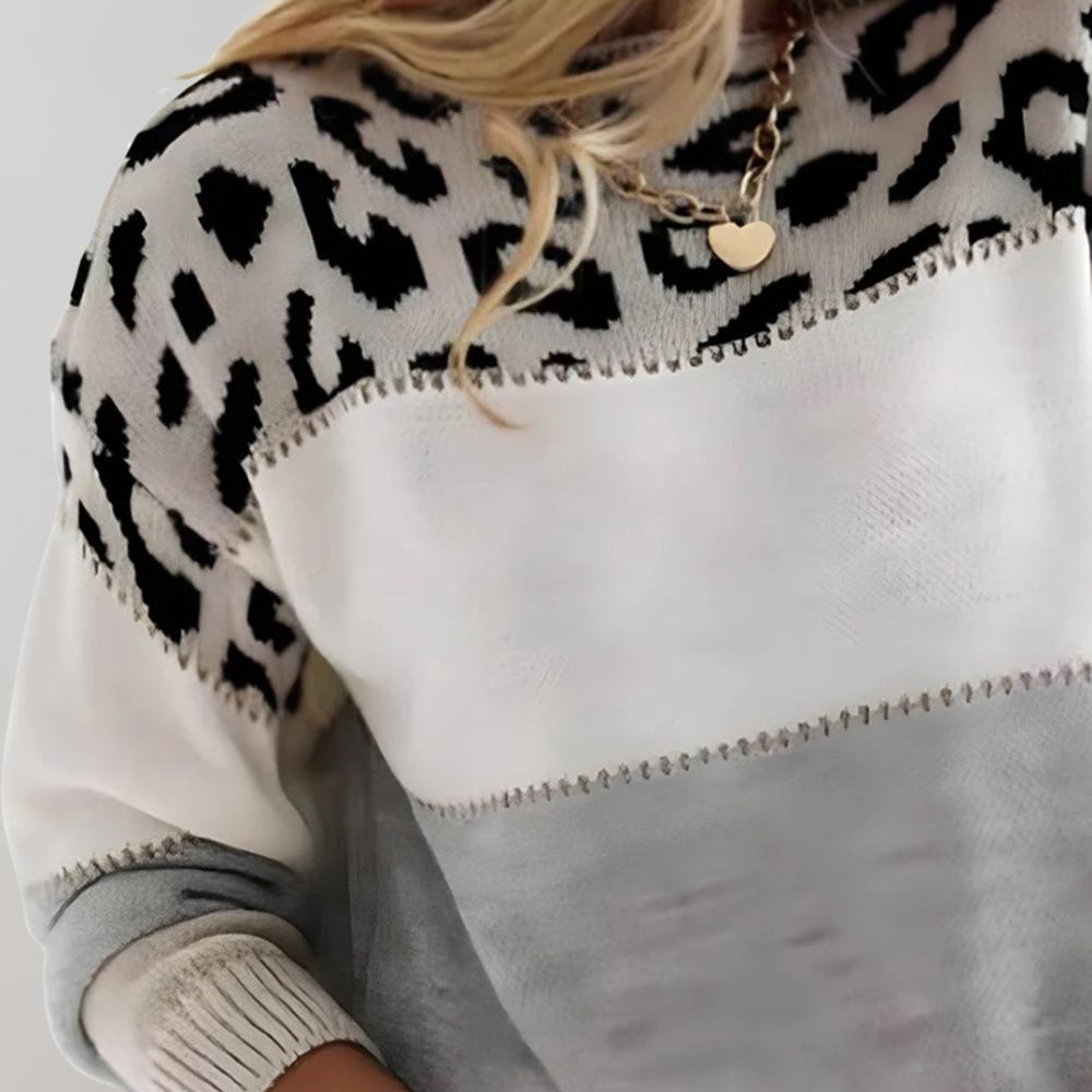 Women's Leopard Print Knit Sweater | Belluvyn
