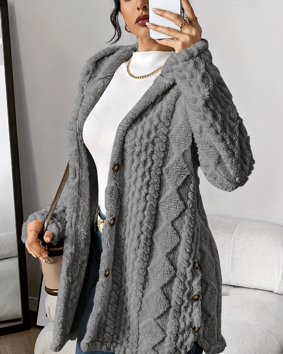 Women's Plush Hooded Cardigan | Belluvyn