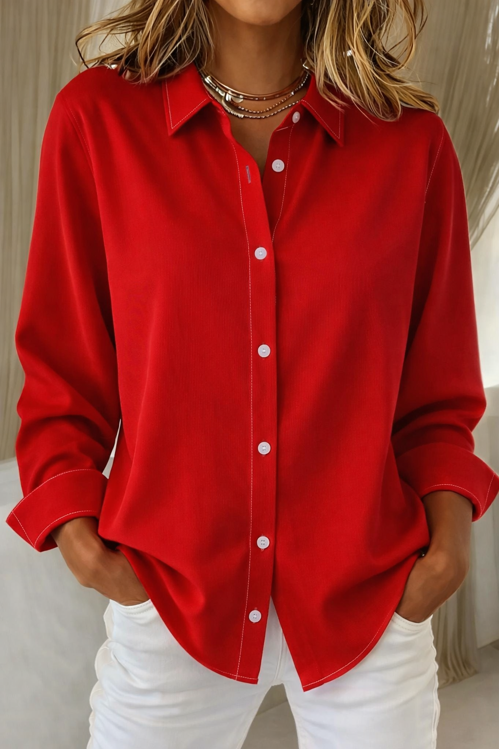 Women's Elegant Button-Up Blouse | Belluvyn