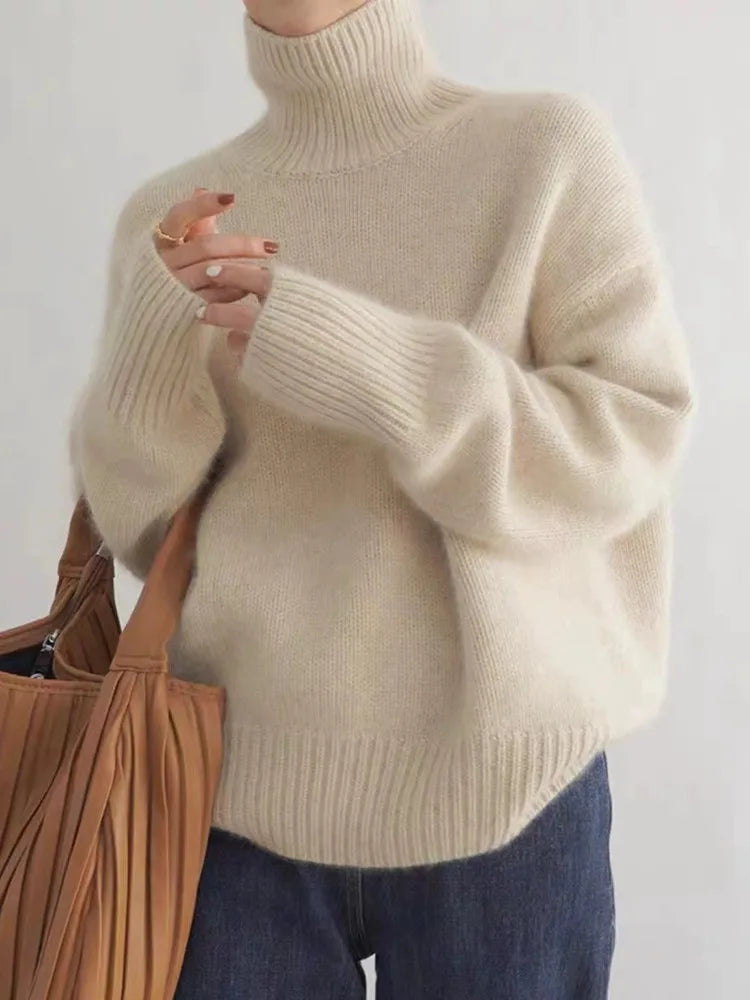 Women's High Collar Knit Sweater | Belluvyn