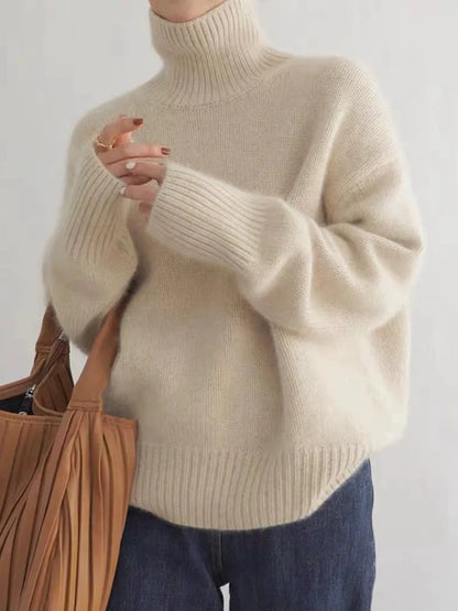Women's High Collar Knit Sweater | Belluvyn