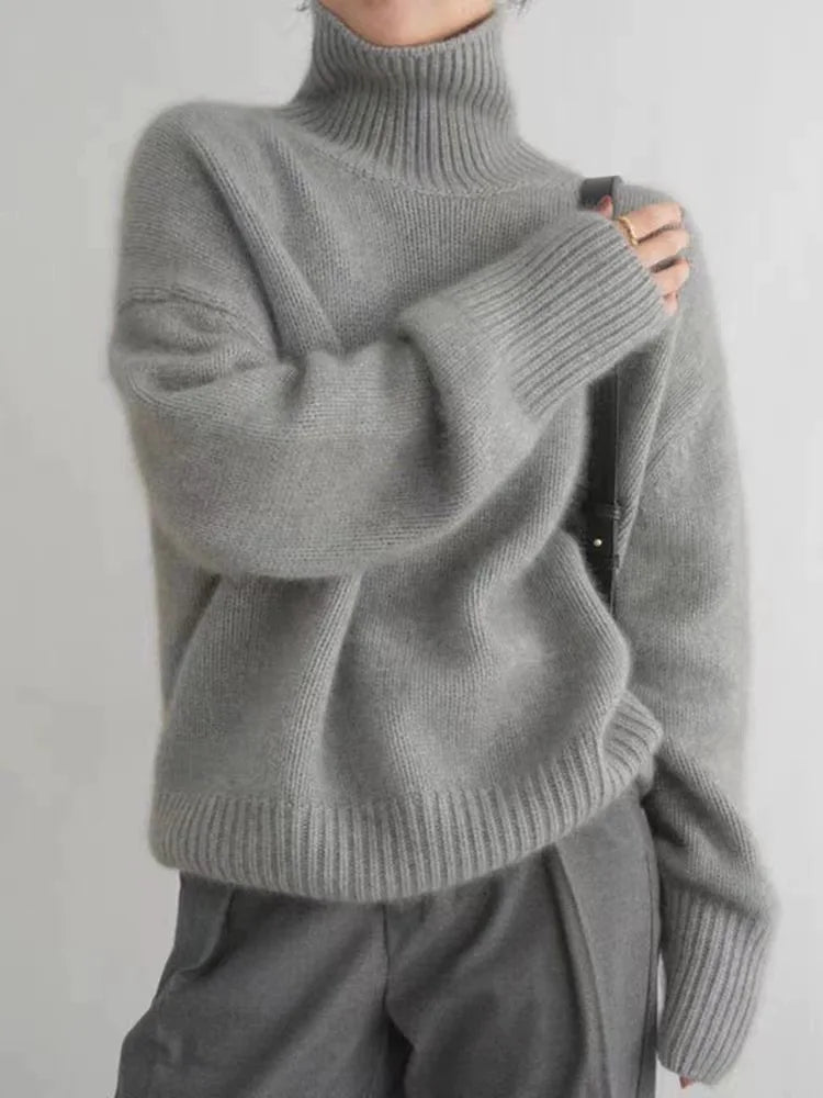 Women's High Collar Knit Sweater | Belluvyn
