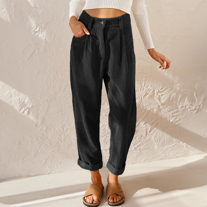 Women's High-Waist Corduroy Pants | Belluvyn