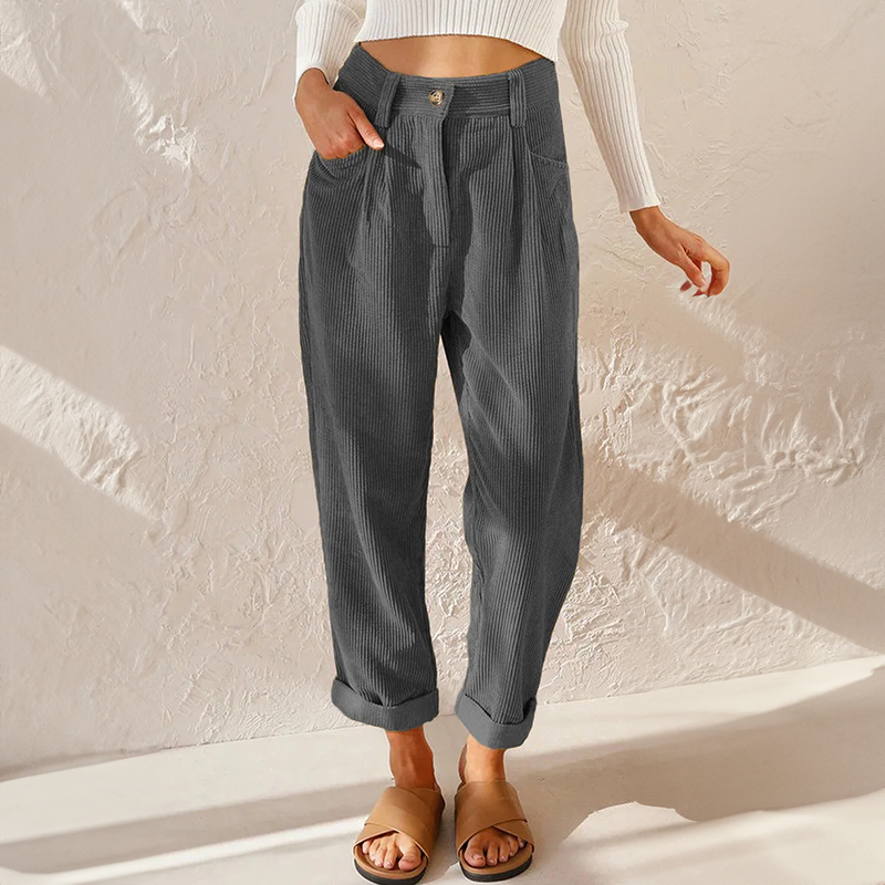 Women's High-Waist Corduroy Pants | Belluvyn
