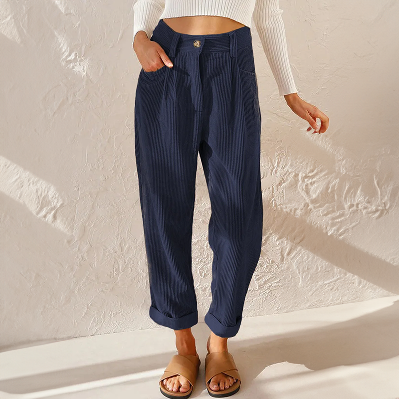 Women's High-Waist Corduroy Pants | Belluvyn
