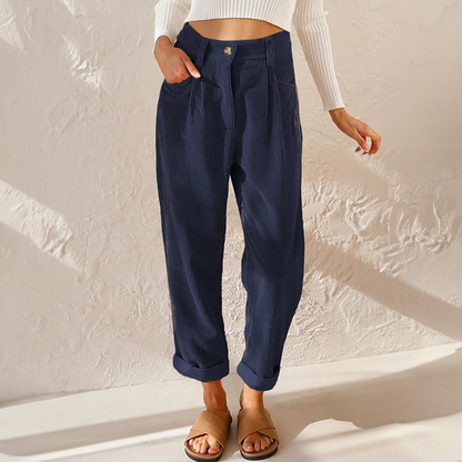 Women's High-Waist Corduroy Pants | Belluvyn