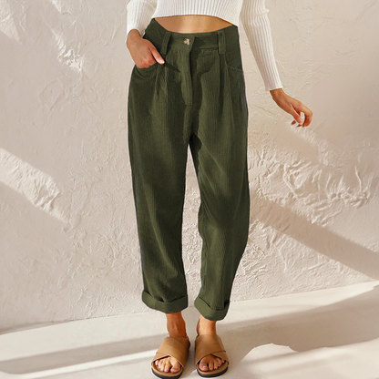 Women's High-Waist Corduroy Pants | Belluvyn