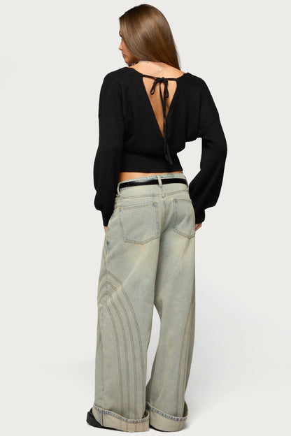 Women's Wrap Cropped Sweater | Belluvyn