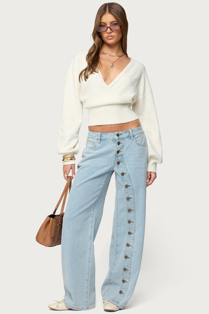 Women's Wrap Cropped Sweater | Belluvyn
