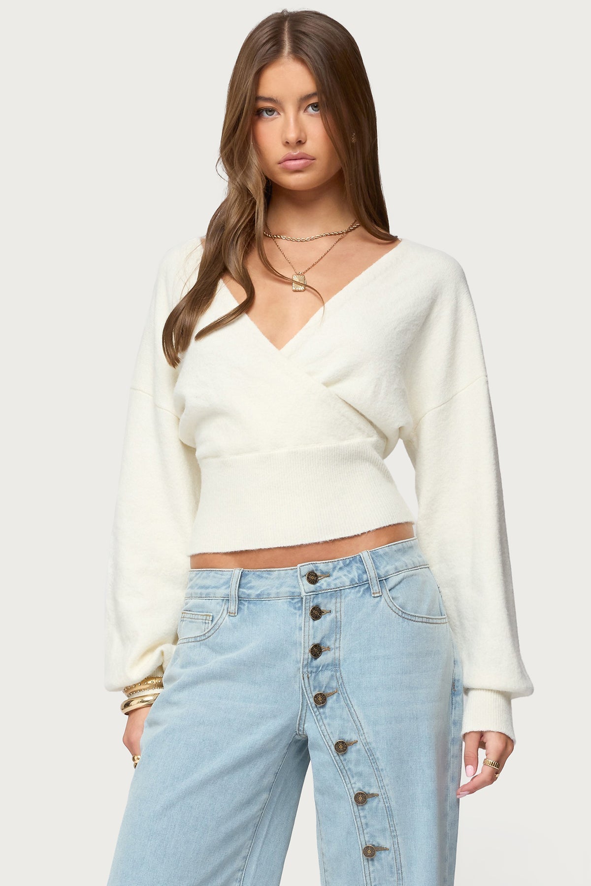 Women's Wrap Cropped Sweater | Belluvyn
