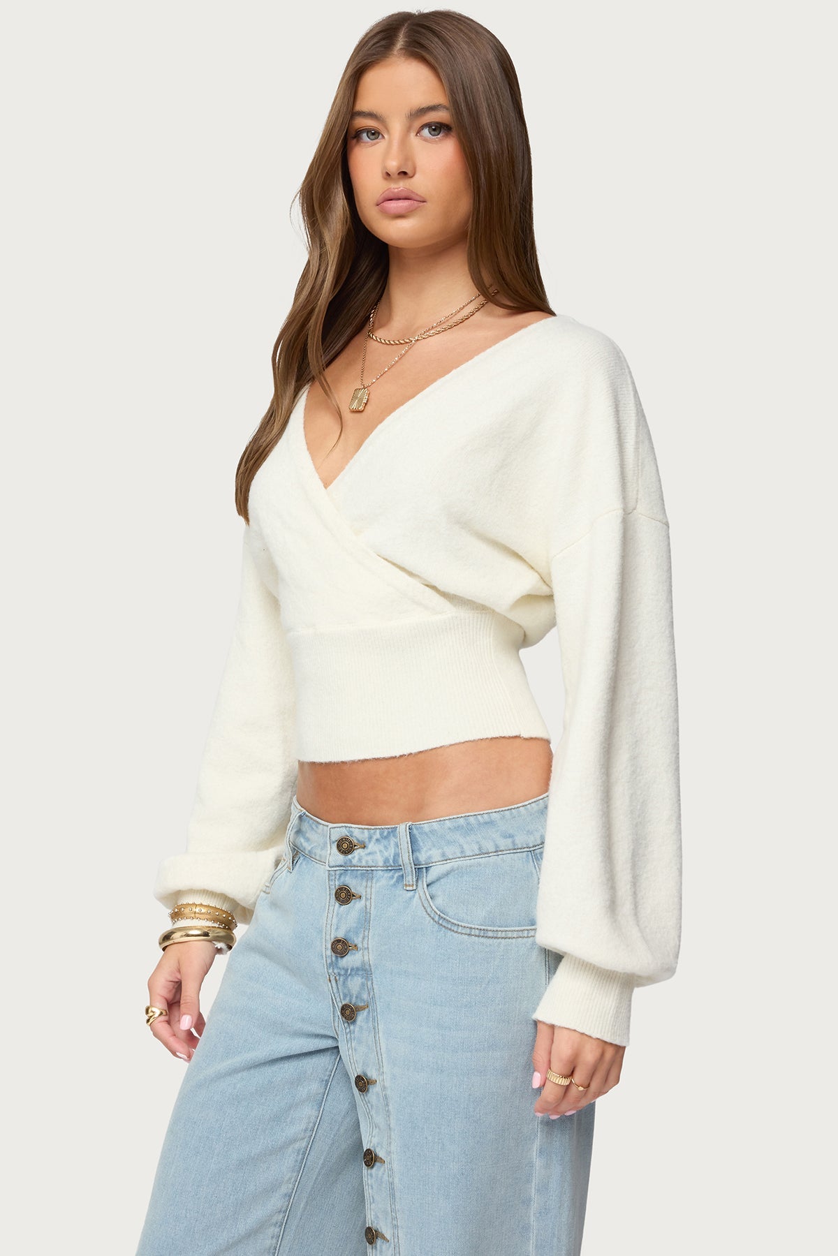 Women's Wrap Cropped Sweater | Belluvyn
