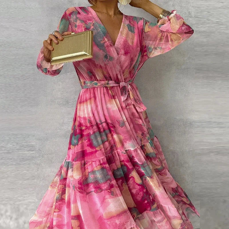 Elegant Floral Handmade Vacation Dress for Women | Belluvyn
