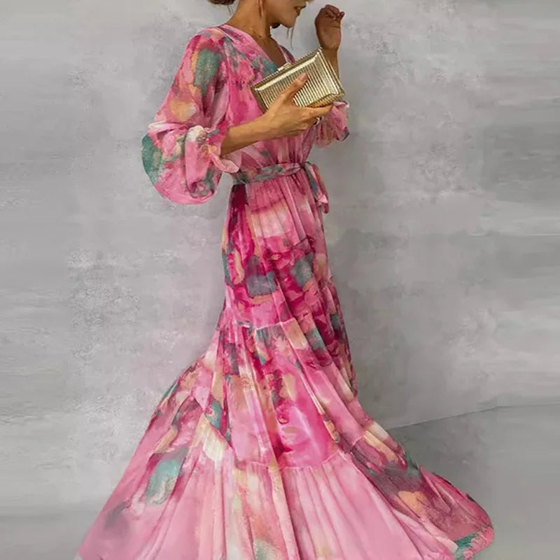 Elegant Floral Handmade Vacation Dress for Women | Belluvyn