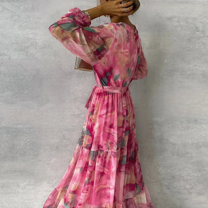 Elegant Floral Handmade Vacation Dress for Women | Belluvyn