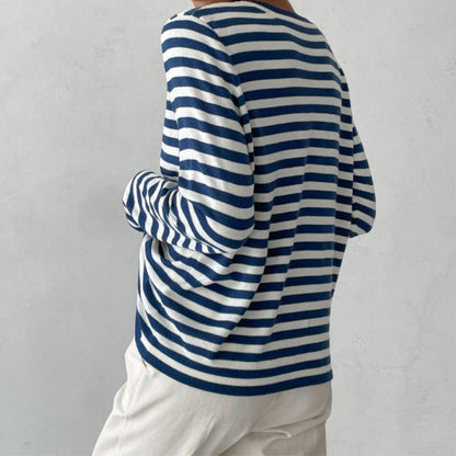 Women's Striped Crewneck Long Sleeve Top | Belluvyn