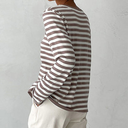Women's Striped Crewneck Long Sleeve Top | Belluvyn