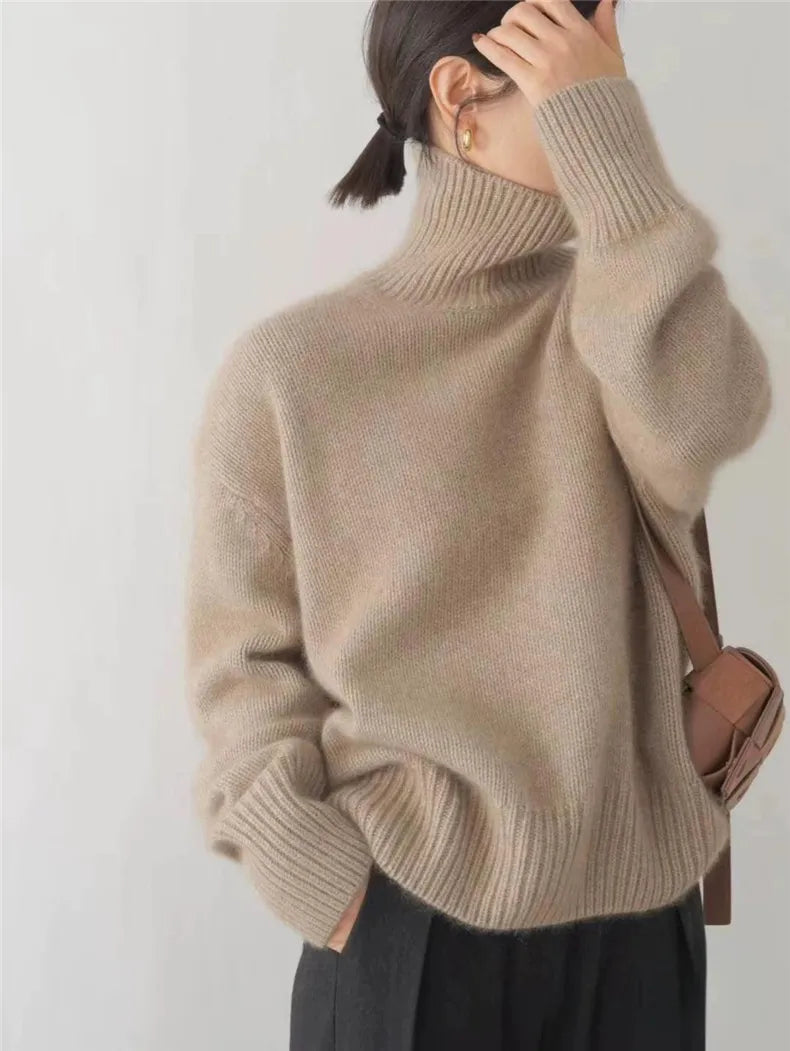 Women's High Collar Knit Sweater | Belluvyn