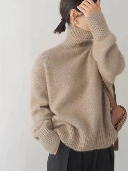Women's High Collar Knit Sweater | Belluvyn