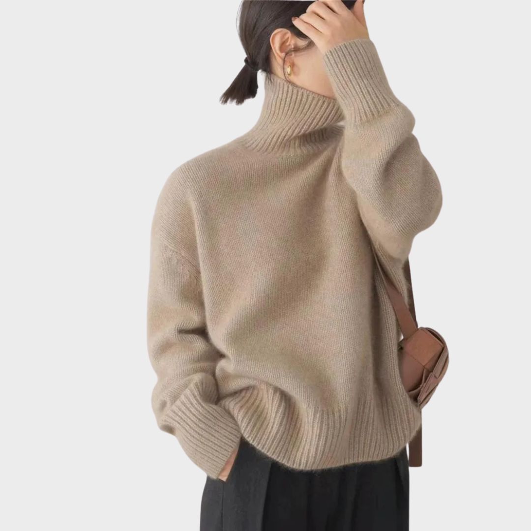 Women's High Collar Knit Sweater | Belluvyn