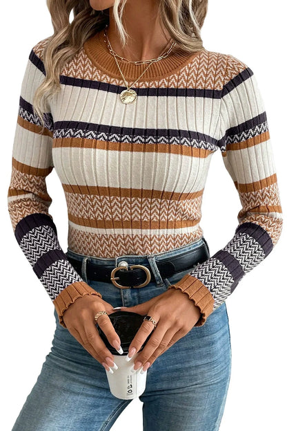 Women's Slim Fit Ribbed Pullover | Belluvyn