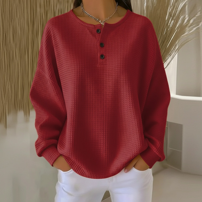 Women's Cozy Waffle Knit Sweater Oversized | Belluvyn