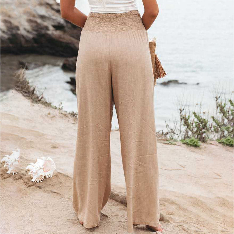 Women's Linen Wide Leg Trousers | Belluvyn