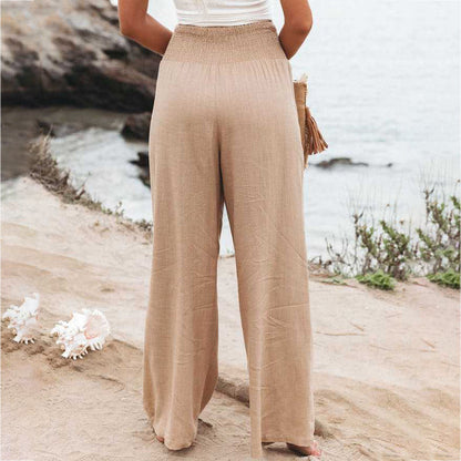 Women's Linen Wide Leg Trousers | Belluvyn