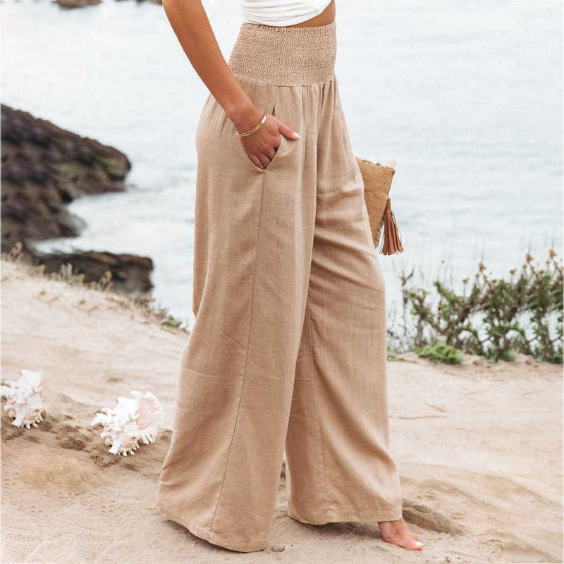 Women's Linen Wide Leg Trousers | Belluvyn
