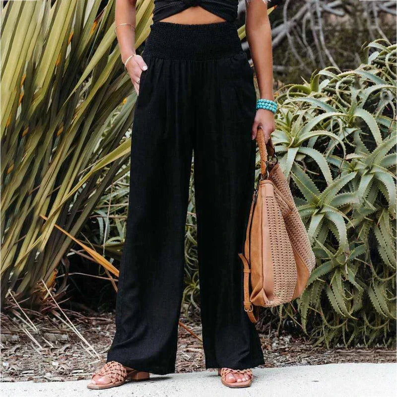 Women's Linen Wide Leg Trousers | Belluvyn