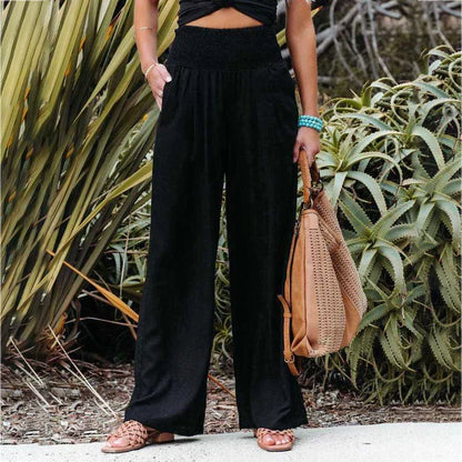 Women's Linen Wide Leg Trousers | Belluvyn