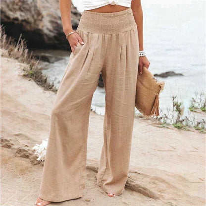Women's Linen Wide Leg Trousers | Belluvyn
