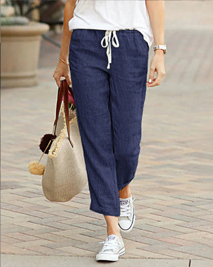 Women's Relaxed Fit Linen Trousers | Belluvyn