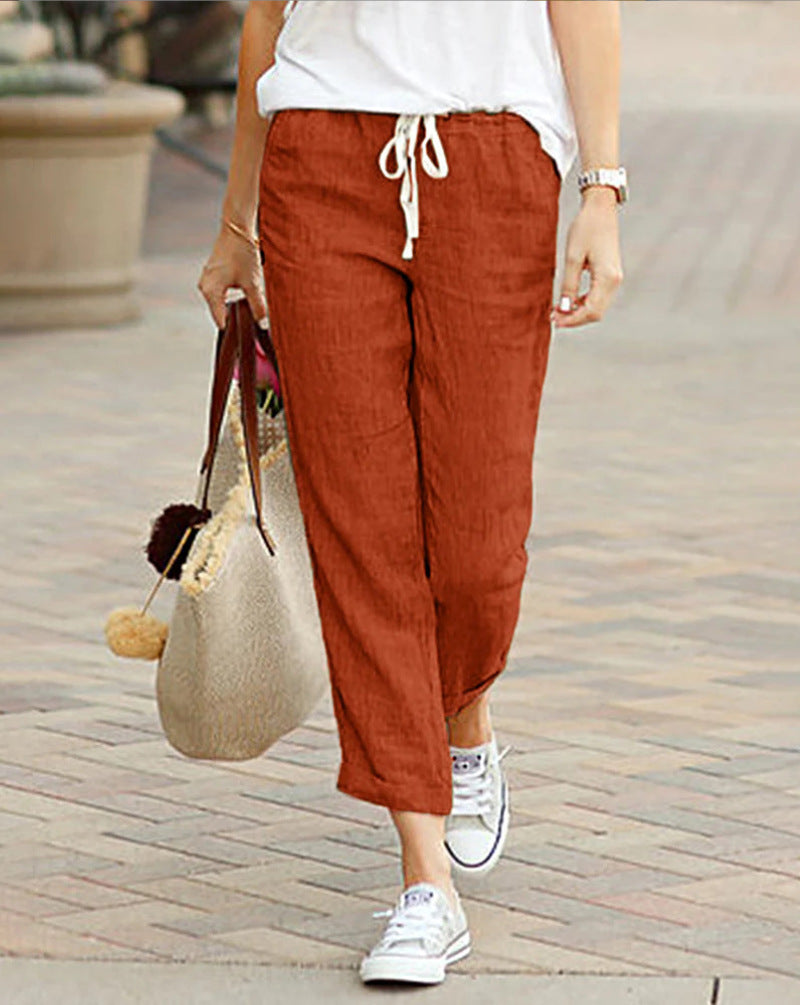 Women's Relaxed Fit Linen Trousers | Belluvyn